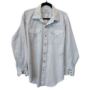 H Bar C California Ranchwear Mens Vintage Western Pearl Snap Shirt Sz 16 READ
